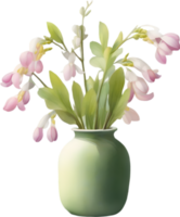 AI generated A vase of Dutchman Breeches flower, a watercolor painting of a vase of Dutchman Breeches flower. png