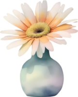 ai generiert ein Vase von Gänseblümchen Blumen, ein Aquarell Gemälde von ein Vase von Gänseblümchen Blumen. png