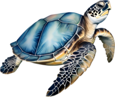 ai generiert Meer Schildkröte, ein Aquarell Gemälde von ein Meer Schildkröte. png