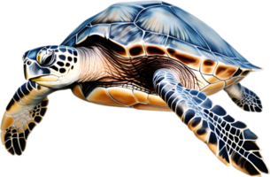 ai généré mer tortue, une aquarelle La peinture de une mer tortue. png