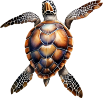 ai gegenereerd zee schildpad, een waterverf schilderij van een zee schildpad. png