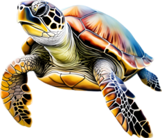 ai généré mer tortue, une aquarelle La peinture de une mer tortue. png