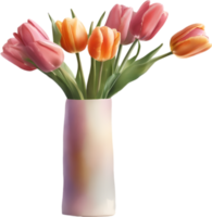ai gerado uma vaso do tulipa flores, uma aguarela pintura do uma vaso do tulipa flores png