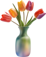 ai gegenereerd een vaas van tulp bloemen, een waterverf schilderij van een vaas van tulp bloemen. png