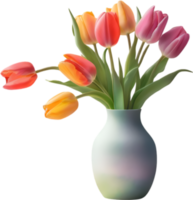 AI generated A vase of Tulip flowers, a watercolor painting of a vase of Tulip flowers. png