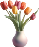 ai generato un' vaso di tulipano fiori, un' acquerello pittura di un' vaso di tulipano fiori. png