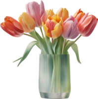ai genererad en vas av tulpan blommor, en vattenfärg målning av en vas av tulpan blommor. png