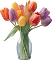 ai generiert ein Vase von Tulpe Blumen, ein Aquarell Gemälde von ein Vase von Tulpe Blumen. png