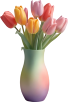 ai gegenereerd een vaas van tulp bloemen, een waterverf schilderij van een vaas van tulp bloemen. png