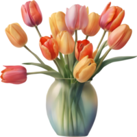 AI generated A vase of Tulip flowers, a watercolor painting of a vase of Tulip flowers. png