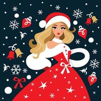 Festive Christmas Lady Vector Illustration