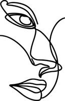 Abstract Continuous Line Vector Illustration of a Face Profile