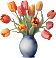 AI generated A vase of Tulip flowers, a watercolor painting of a vase of Tulip flowers. png