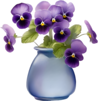 AI generated A vase of Violets flower, a watercolor painting of a vase of Violets  flowers. png