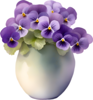 AI generated A vase of Violets flower, a watercolor painting of a vase of Violets  flowers. png