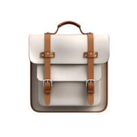 AI generated White leather backpack on png background