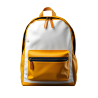 AI generated White leather backpack on png background