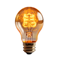 AI generated Glowing light bulb on png background