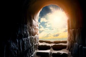 AI generated Opening of Empty tomb. Resurrection of Jesus photo