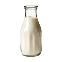 AI generated Milk in a glass bottle on png background