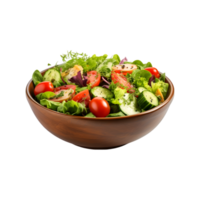 AI generated Fresh vegetable salad in a wooden bowl isolated on transparent background png