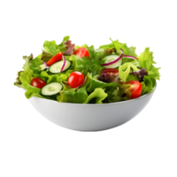 ai generado Fresco vegetal ensalada en un de madera cuenco aislado en transparente antecedentes png