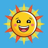 Cute cartoon smiling sun. funny sun vector on an isolated background