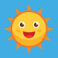 Cute cartoon smiling sun. funny sun vector on an isolated background