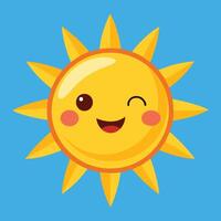 Cute cartoon smiling sun. funny sun vector on an isolated background