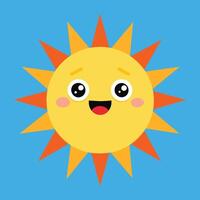 Cute cartoon smiling sun. funny sun vector on an isolated background