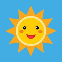 Cute cartoon smiling sun. funny sun vector on an isolated background