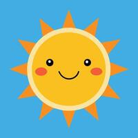 Cute cartoon smiling sun. funny sun vector on an isolated background