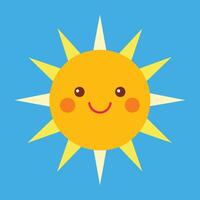 Cute cartoon smiling sun. funny sun vector on an isolated background