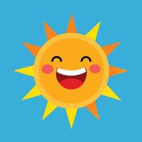 Cute cartoon smiling sun. funny sun vector on an isolated background