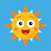 Cute cartoon smiling sun. funny sun vector on an isolated background