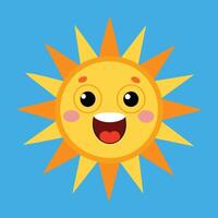 Cute cartoon smiling sun. funny sun vector on an isolated background