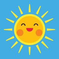 Cute cartoon smiling sun. funny sun vector on an isolated background