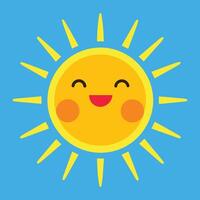 Cute cartoon smiling sun. funny sun vector on an isolated background