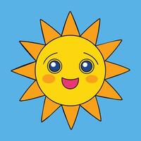 Cute cartoon smiling sun. funny sun vector on an isolated background