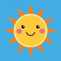 Cute cartoon smiling sun. funny sun vector on an isolated background