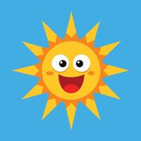 Cute cartoon smiling sun. funny sun vector on an isolated background