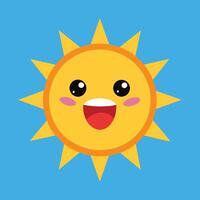 Cute cartoon smiling sun. funny sun vector on an isolated background