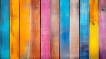 AI generated Colorful wood texture. Wooden background, copy space. photo