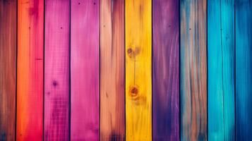 AI generated Colorful wood texture. Wooden background, copy space. photo