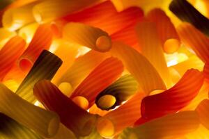 Macro shot of a colorful pasta background. Shallow depth of field photo