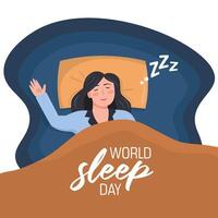 World Sleep Day vector. World sleep day with night situation background. vector