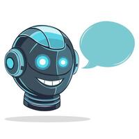 Chat bot logo design concept. Virtual smart assistant Bot icon. Robot head with speech bubble. Customer service chat bot. vector