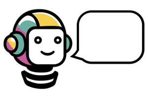 Chat bot logo design concept. Virtual smart assistant Bot icon. Robot head with speech bubble. Customer service chat bot. vector