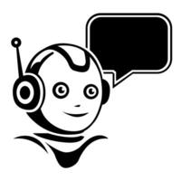 Chat bot logo design concept. Virtual smart assistant Bot icon. Robot head with speech bubble. Customer service chat bot. vector