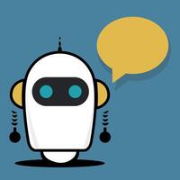 Chat bot logo design concept. Virtual smart assistant Bot icon. Robot head with speech bubble. Customer service chat bot. vector